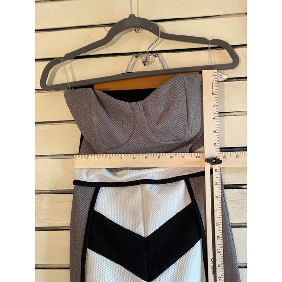 A'gaci womans strapless dress size M bodycon underwire pad bra gray white black - Picture 5 of 12